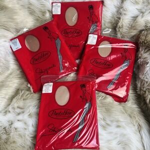 VTG SCHIAPARELLI Petite Neutral Pantyhose Sheer Tights Nylon 5'-5'3"-60s 4 Pairs